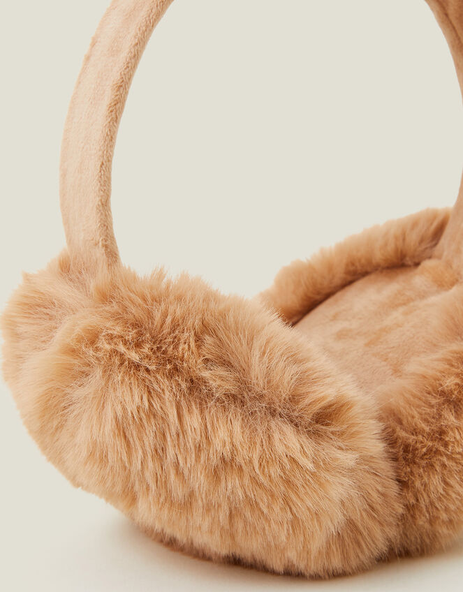 Faux Fur Earmuffs, Natural (NATURAL), large