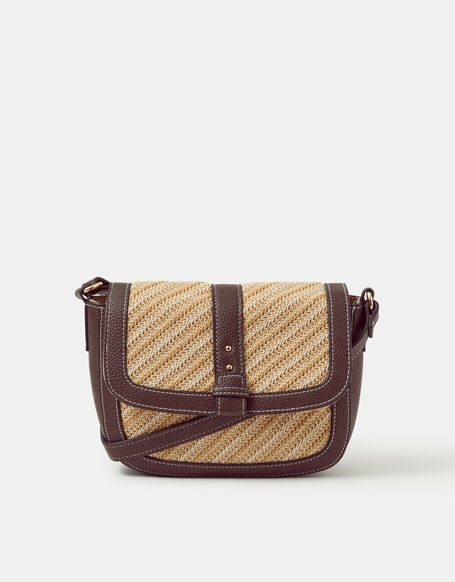 Woven Crossbody Bag, Brown (CHOCOLATE), large