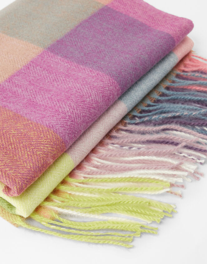 Sadie Colour-Block Check Blanket Scarf, , large