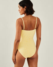 V-Front Gingham Swimsuit, Yellow (YELLOW), large
