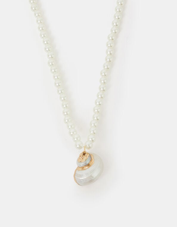 Shell Pendant Pearl Necklace, , large