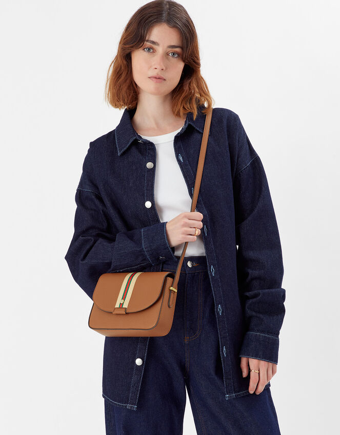 Webbing Cross-Body Bag, Tan (TAN), large