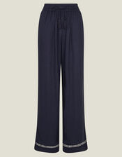 Wide Leg Beach Trousers, Blue (NAVY), large