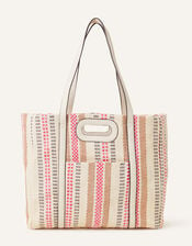 Woven Stripe Shopper Bag, , large