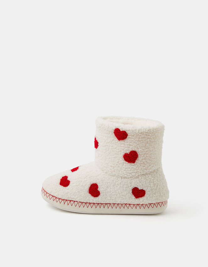 Heart Print Slipper Boots, Cream (CREAM), large