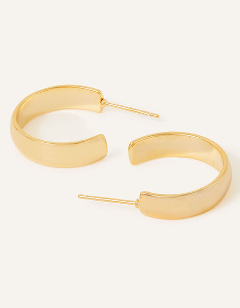 14ct Gold-Plated Small Chunky Hoops, , large