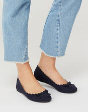 Richmond Scallop Ballerina Flats, Blue (NAVY), large