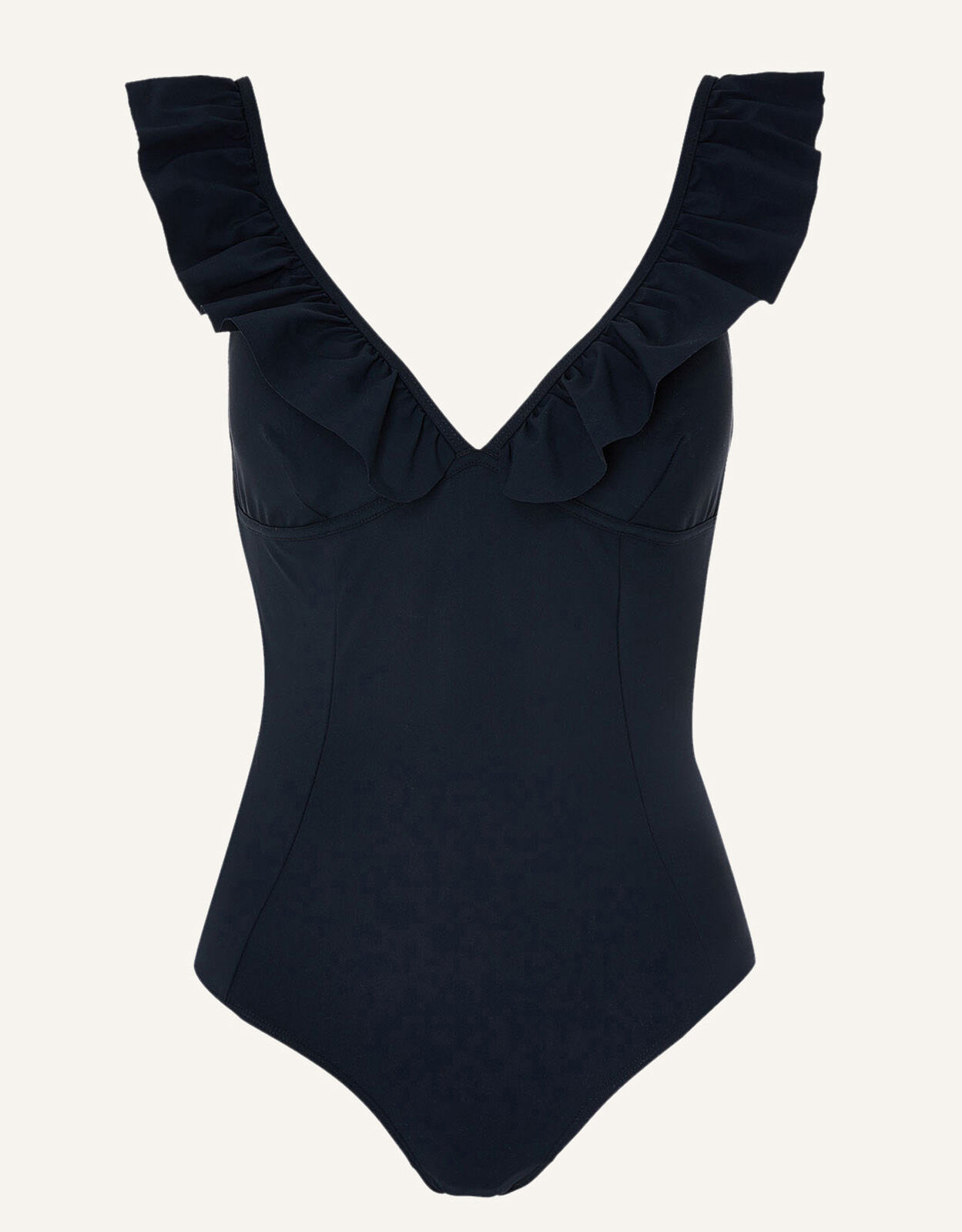 Exaggerated Ruffle Shaping Swimsuit Black
