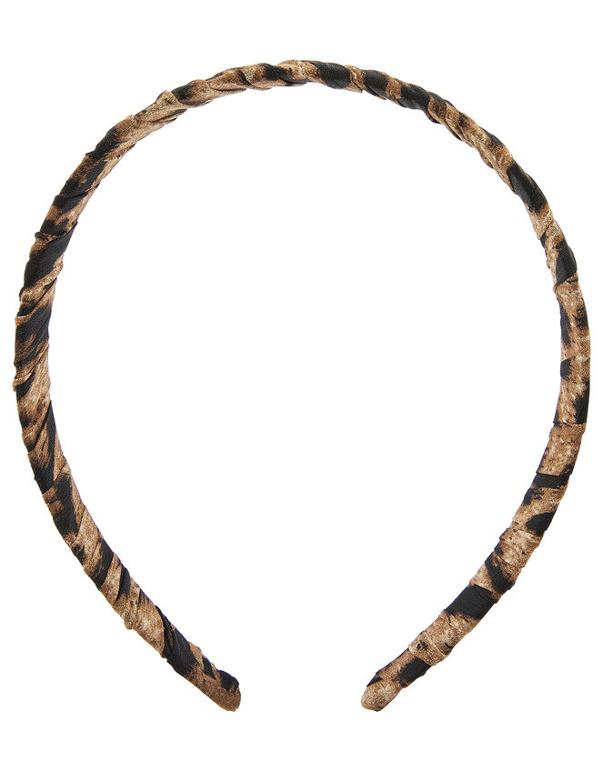 Ruched Leopard Headband, , large