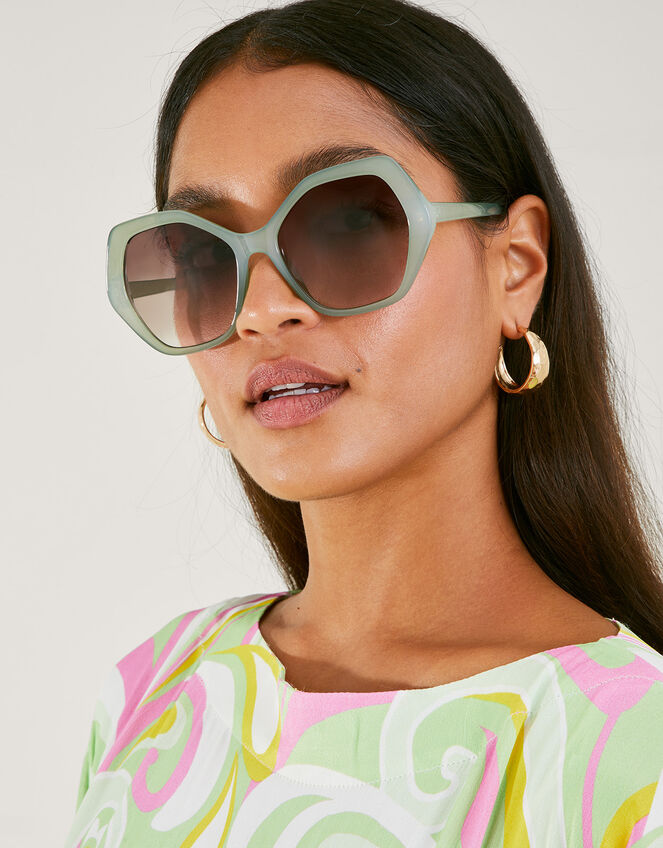 Oversized Hexagon Sunglasses, , large