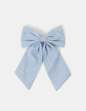 Stripe Bow Hair Clip, , large