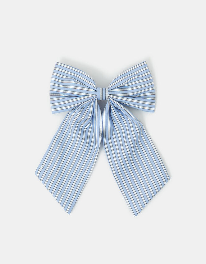 Stripe Bow Hair Clip, , large