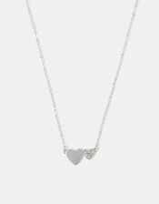 Double Heart Pendant Necklace, Silver (SILVER), large