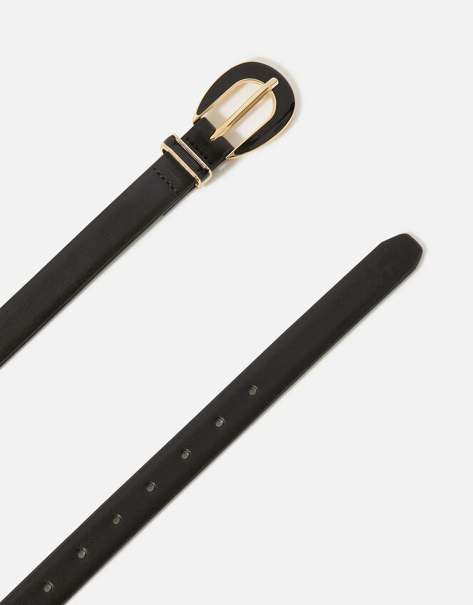 Enamel Buckle Belt, Black (BLACK), large