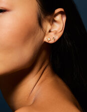 2-Pack 14ct Gold-Plated Diamanté Star Stud Earrings, , large