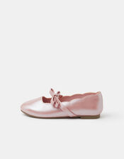 Girls Bow Strap Scallop Ballet Flats, Pink (PINK), large