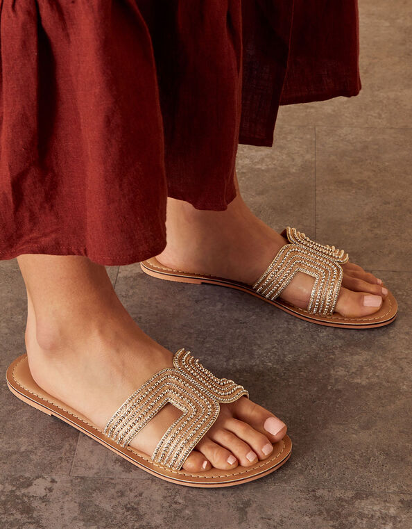 Bella Beaded Sliders, Gold (GOLD), large