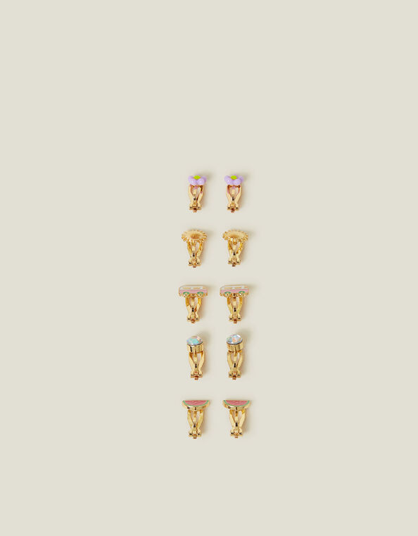 10-Pack Girls Fruit Clip-On Earrings, , large