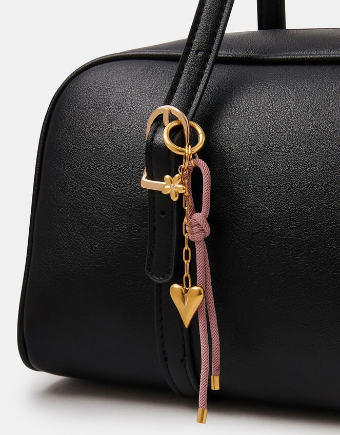 Stainless Steel Heart & Cord Bag Charm, , large