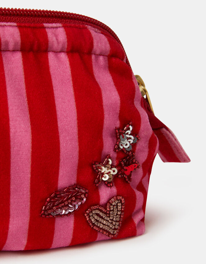 Star Embellished Stripe Make Up Bag, , large