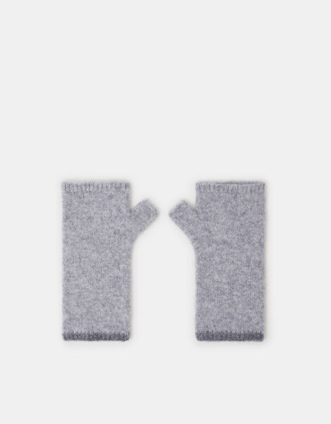 Wool & Cashmere Blend Wrist Warmers, Grey (GREY), large
