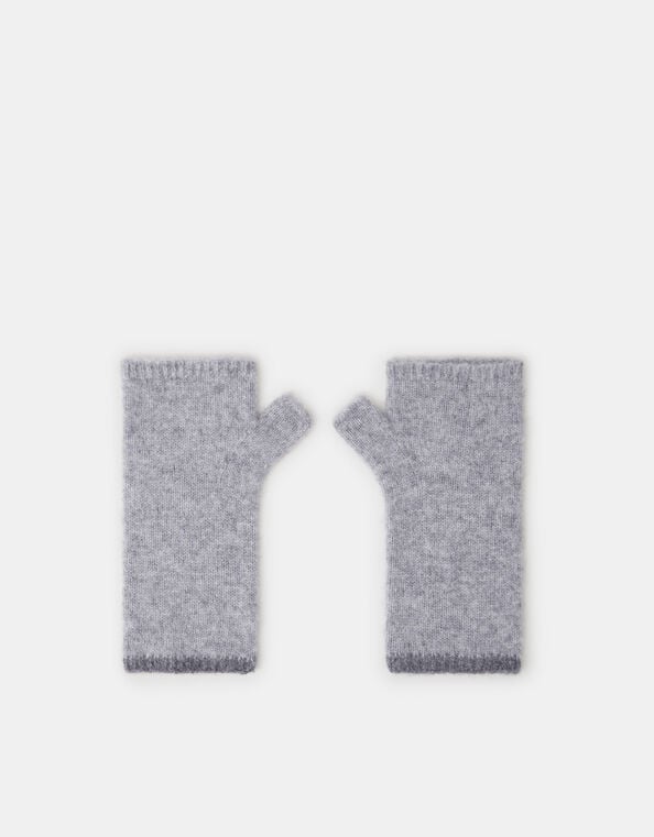Wool & Cashmere Blend Wrist Warmers, Grey (GREY), large