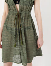 Frill Shoulder Lace Tabard, Green (KHAKI), large