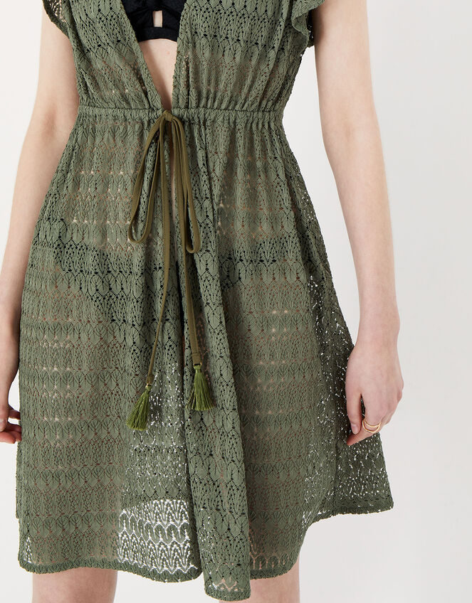 Frill Shoulder Lace Tabard, Green (KHAKI), large