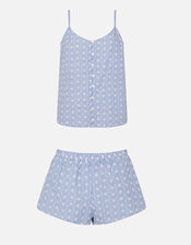 Stripe Broderie Vest Pyjama Set, Blue (LIGHT BLUE), large