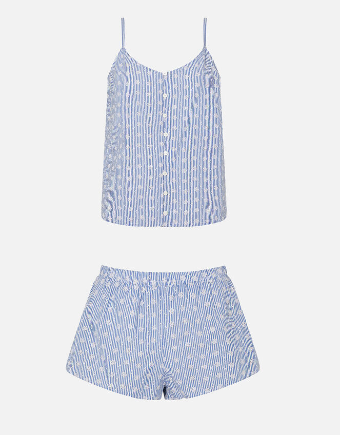 Stripe Broderie Vest Pyjama Set, Blue (LIGHT BLUE), large