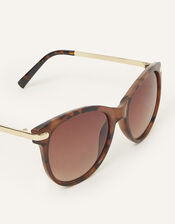 Round Tort Sunglasses, Brown (TORT), large