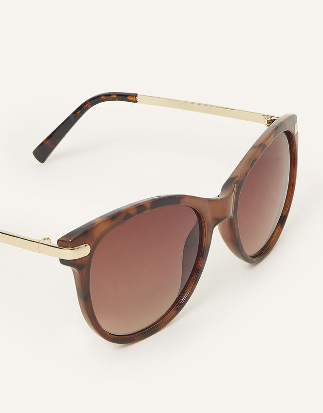 Round Tort Sunglasses, Brown (TORT), large