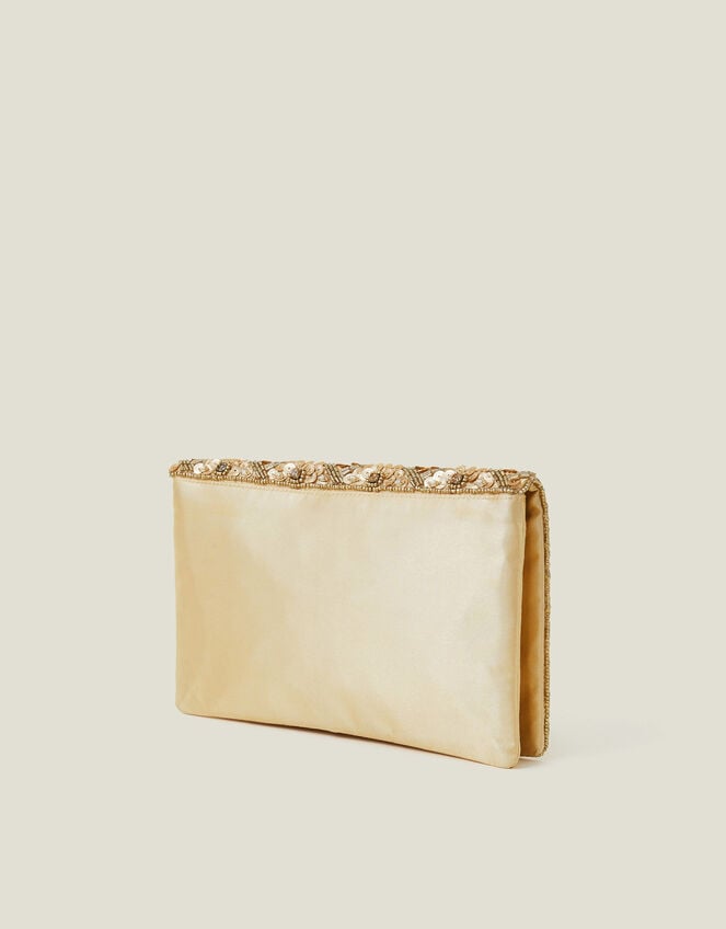 Tianna Metallic Embellished Clutch Bag, Gold (GOLD), large