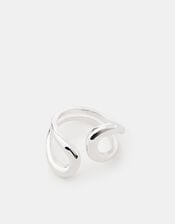 Sterling Silver-Plated Fluid Ring, , large
