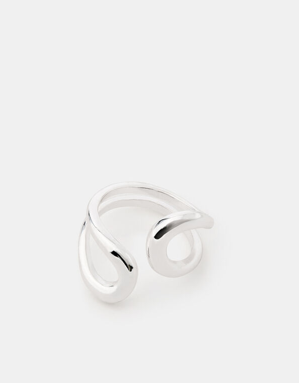 Sterling Silver-Plated Fluid Ring, , large
