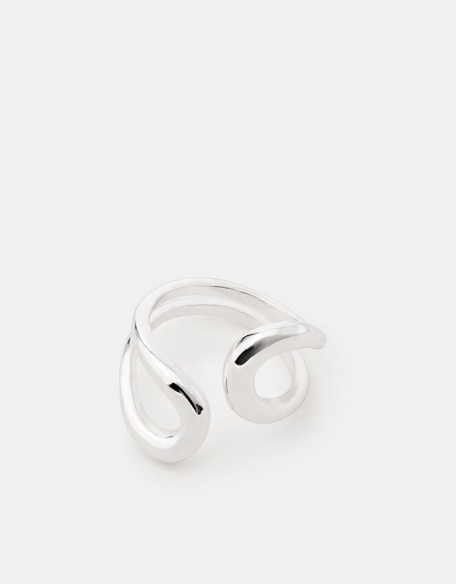Sterling Silver-Plated Fluid Ring, , large