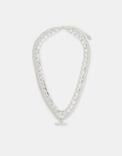 Layered T-Bar Chain Necklace, , large