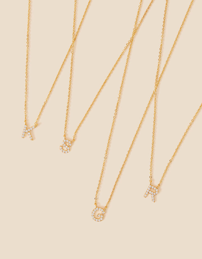 Gold-Plated Sparkle Initial Pendant Necklace, Gold (GOLD), large