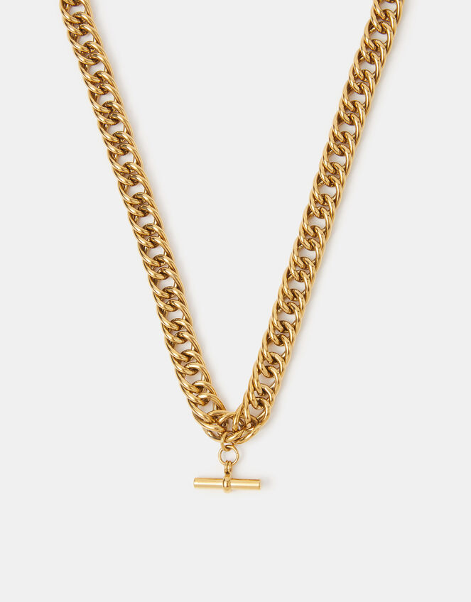 Stainless Steel Chunky T-Bar Necklace, , large