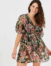 Oriental Print Chiffon Kaftan , Multi (DARKS-MULTI), large