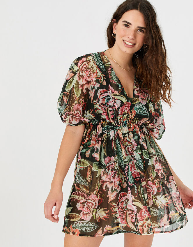 Oriental Print Chiffon Kaftan , Multi (DARKS-MULTI), large