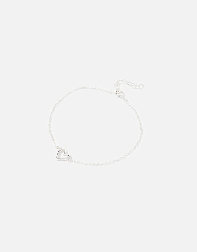 Sterling Silver Cut-Out Heart Bracelet, , large