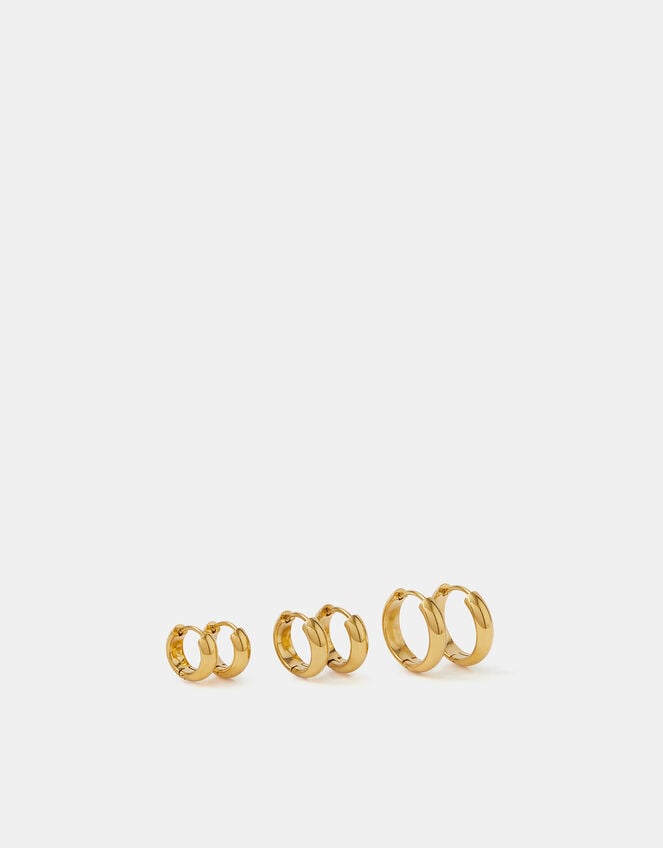 3-Pack Stainless Steel Clicker Hoop Earrings, , large