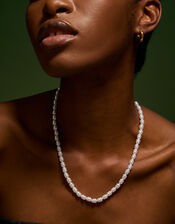 Stainless Steel Faux Pearl Necklace, , large
