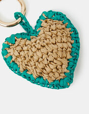 Woven Raffia Heart Bag Charm, , large