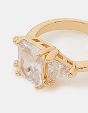 Triple Cubic Zirconia Engagement Ring, Gold (GOLD), large