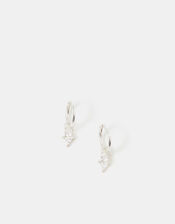 Sterling Silver Diamanté Hoop Earrings, , large