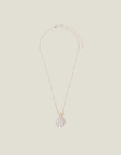 Sterling Silver-Plated Flower Disc Pendant Necklace, , large