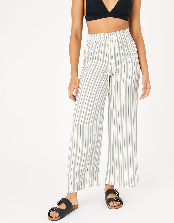 Textured Stripe Beach Trousers, Black (BLACK WHITE), large