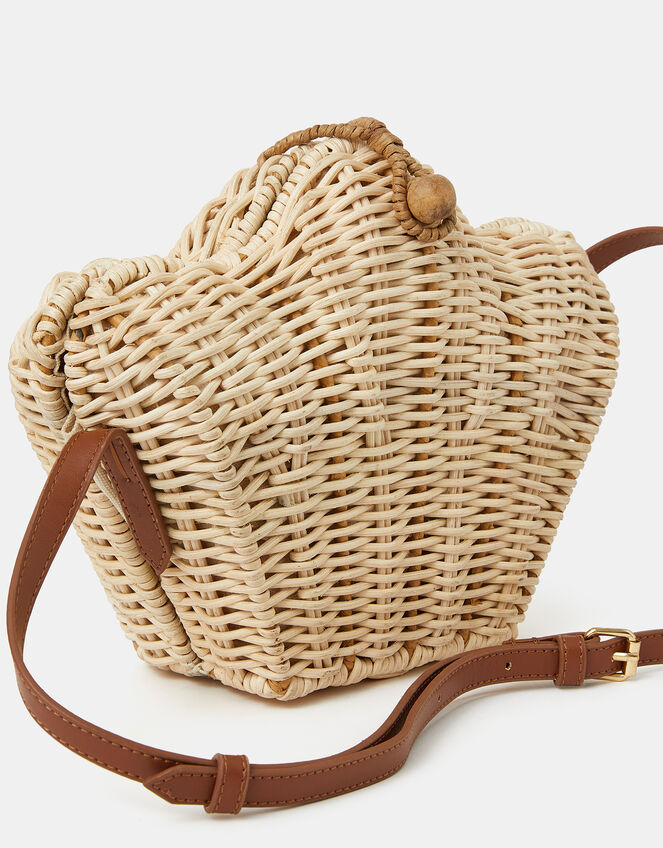 Wicker Shell Crossbody Bag, , large